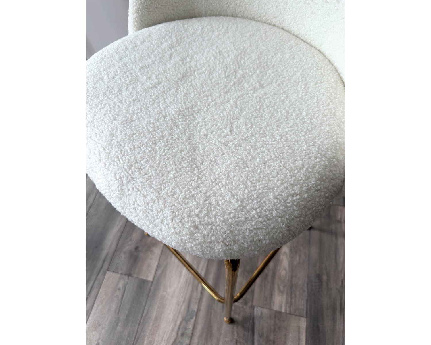Барный стул GLADE NINI-01 Белый, teddy / золотой каркас
