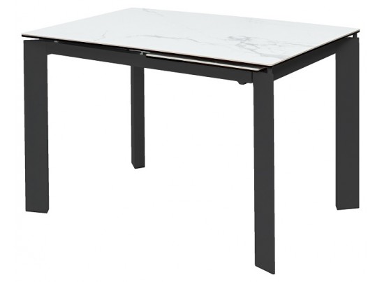 Стол КОРНЕР (CORNER) 120 цвет БЕЛЫЙ МРАМОР (HIGH GLOSS STATUARIO) керамика, стекло/ ЧЕРНЫЙ, ®DISAUR